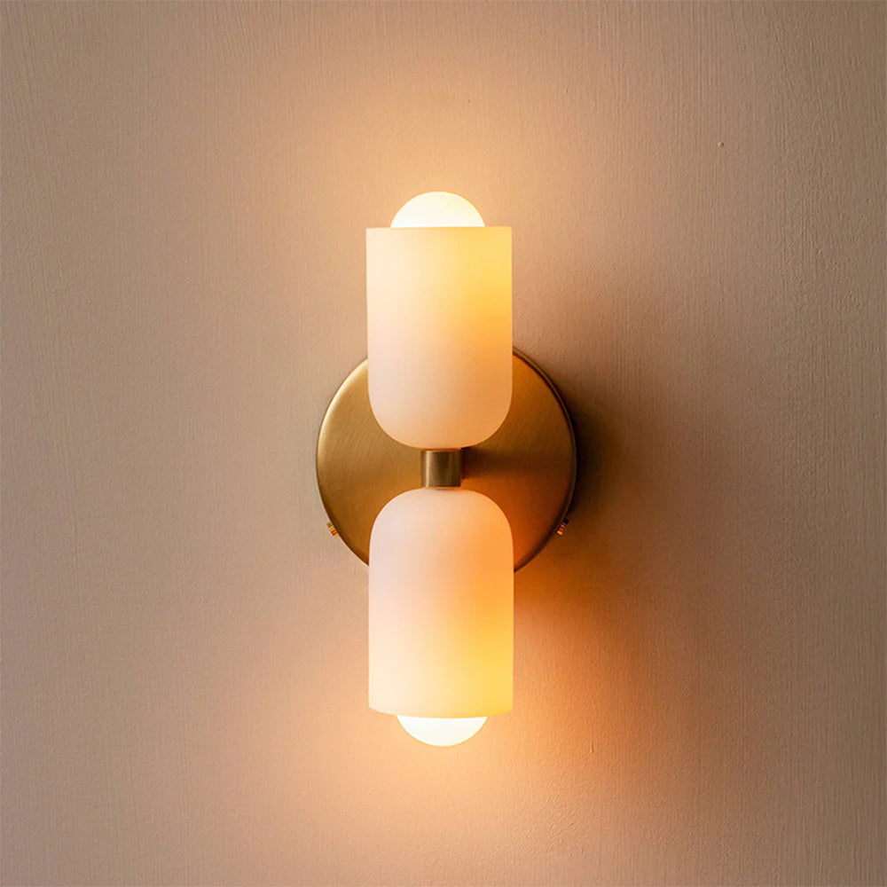 French Retro Glass Double Head LED Bedside Wall Sconce