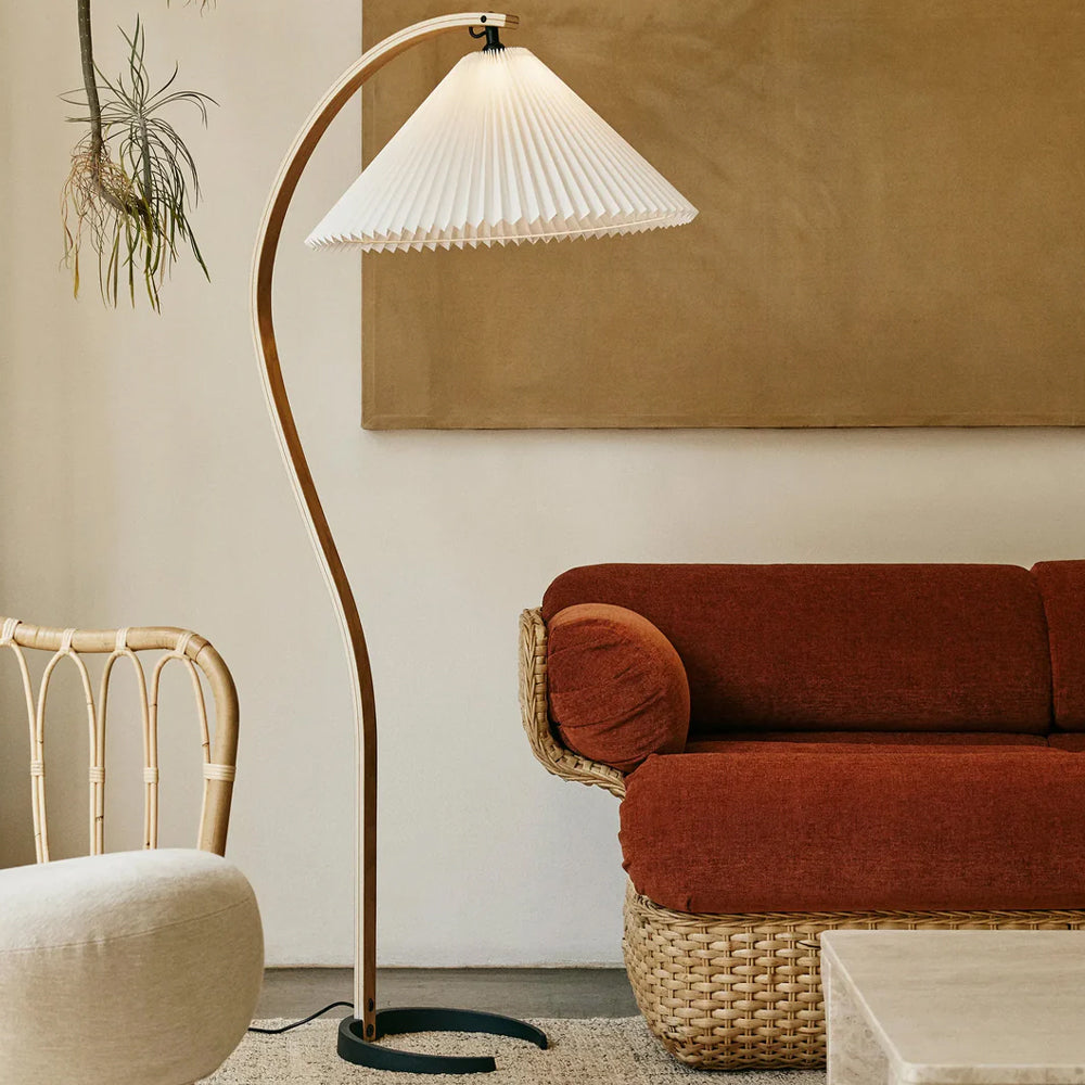 American Retro Pleated Treeline Floor Lamp