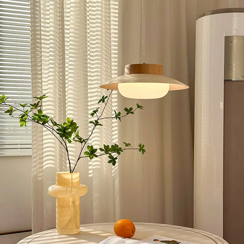 Curated visual reference: Lightcollects Home Nordic Minimalism Wood Cream Bowl Shape Iron Pendant Photo Inspiration