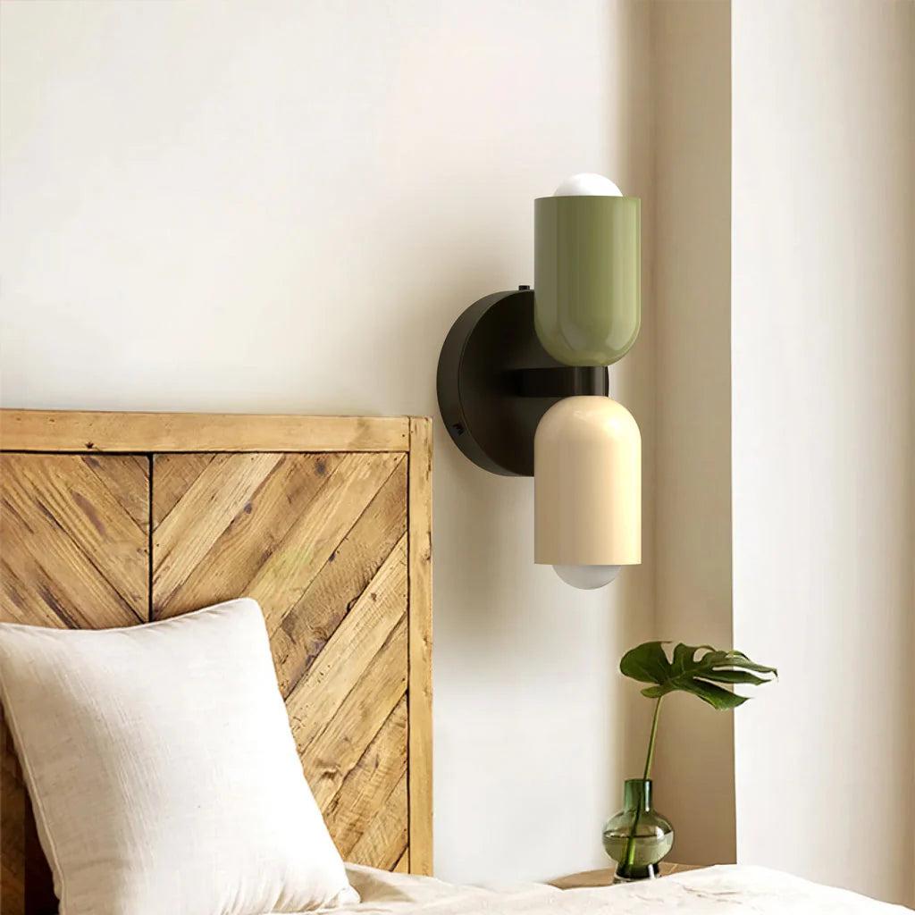 Modern Cream Style Short Double Head Bedside Wall Light