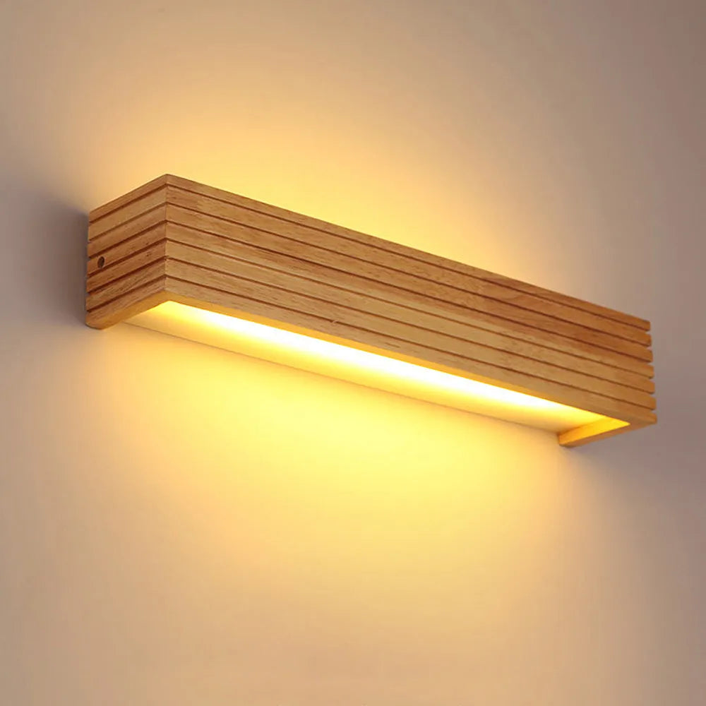 Nordic Simple Wood LED Bedside Wall Light