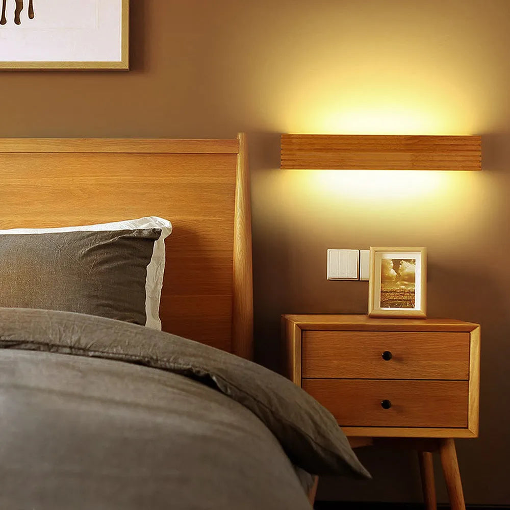 Nordic Simple Wood LED Bedside Wall Light