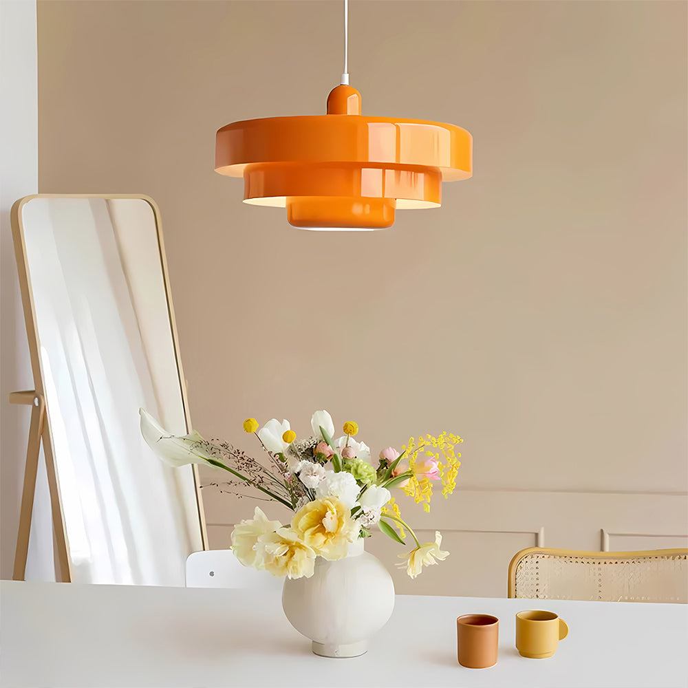 Mid-Century Retro Bauhaus Three-tier Circular Pendant Light