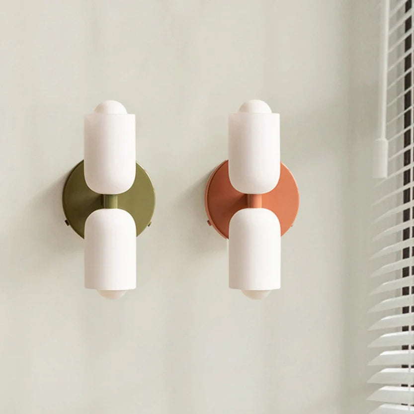French Retro Glass Double Head LED Bedside Indoor Wall Sconce