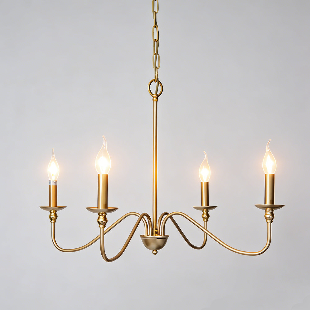 Vintage Classic Industrial Round Branch Frame Candle Gold Chandelier