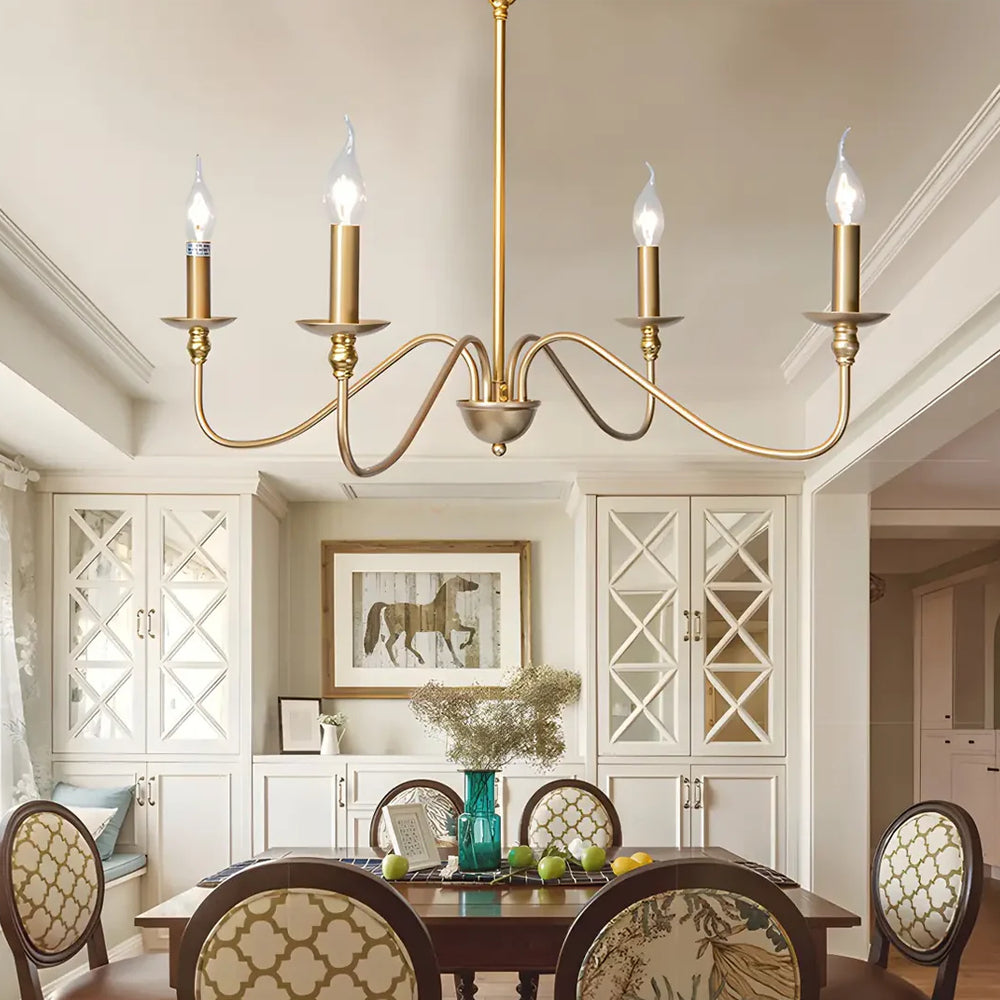 Vintage Classic Industrial Round Branch Frame Candle Gold Chandelier