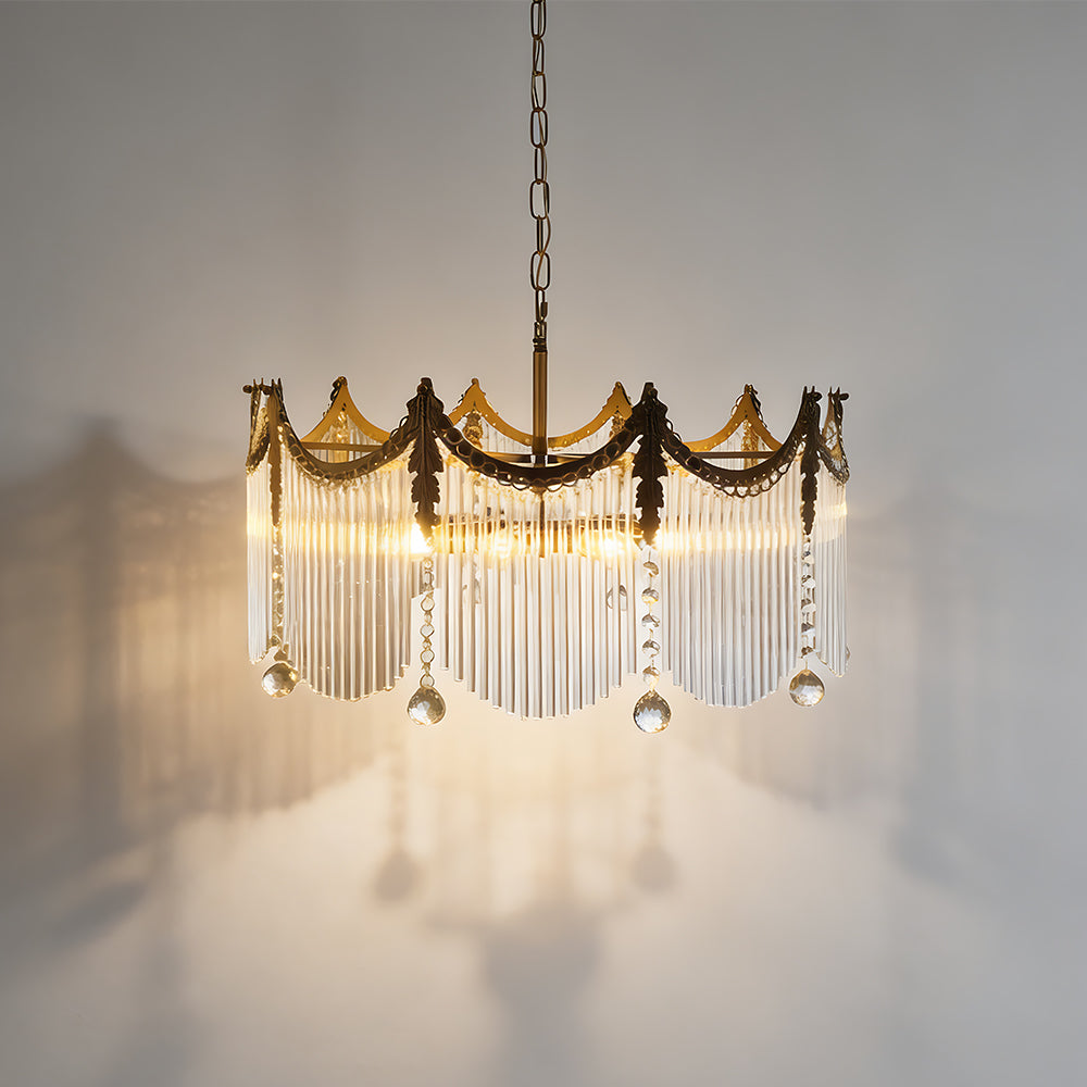 French Luxury Solid Brass Crown Crystal Chandelier