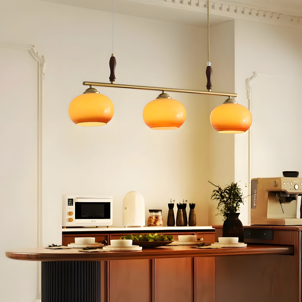 Contemporary Scandinavian Persimmon Glass Chandelier