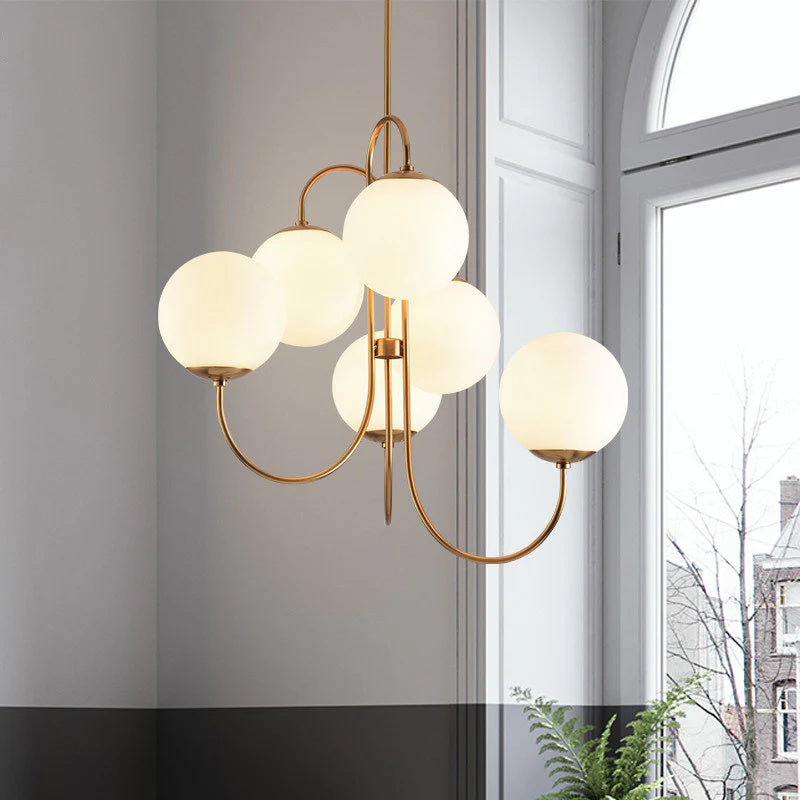 French Retro Bubble Pink Glass Marshmallow Chandelier