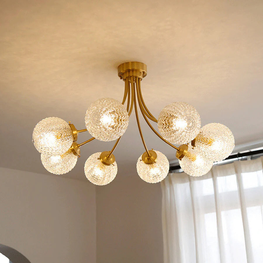 French Retro Mid Century Circle Metal Chandelier For Living Room