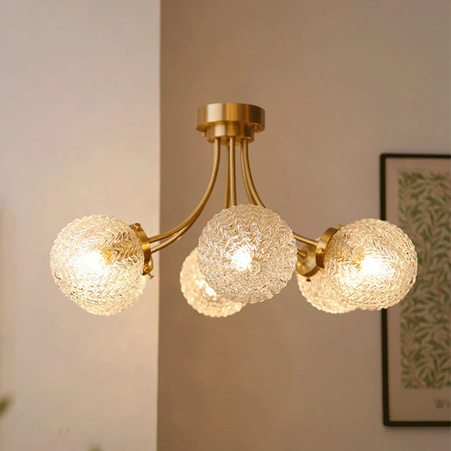 French Retro Mid Century Circle Metal Chandelier For Living Room