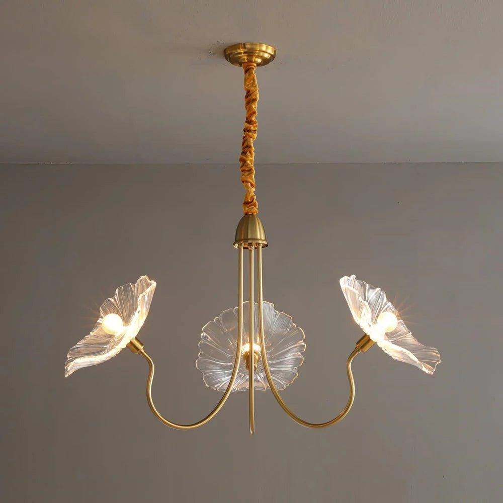 Modern Creative Art Lotus Leaf Glass Living Room Chandelier