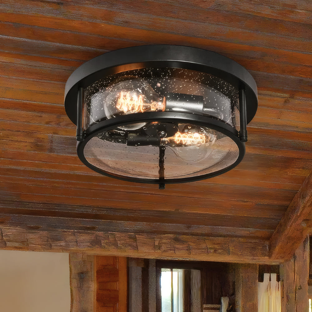 American Design-Inspired Rustic Industrial Round Iron Ceiling Light