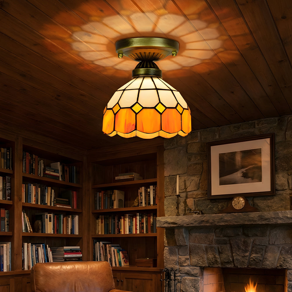 Light Luxury Tiffany Stained Glass Ceiling Light