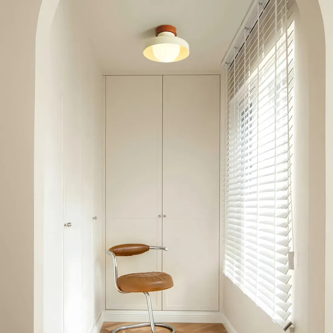 Modern Stylish Semi Flush Cream Glass Hallway Ceiling Light