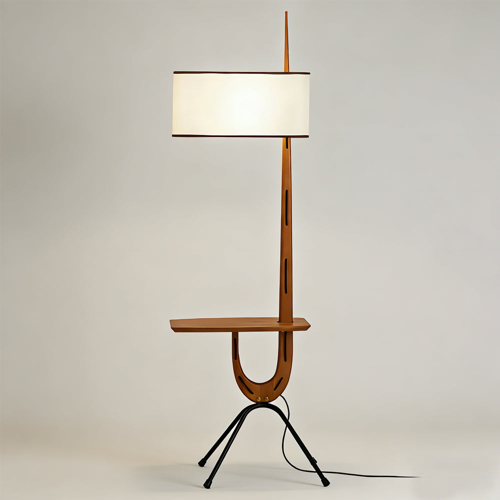 Minimalist Vintage Walnut Wood Square Floor Lamp