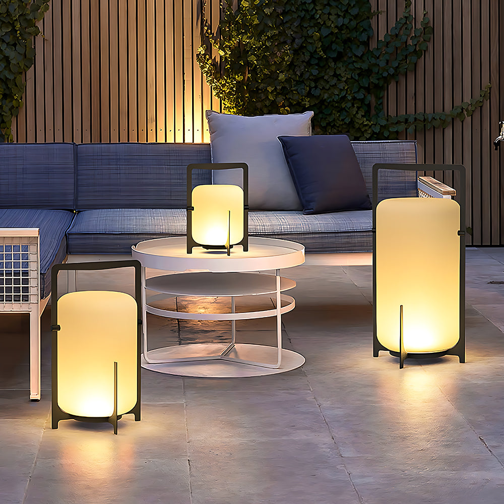 Minimalist Cylinder Portable Floor Metal Outdoor Lamp