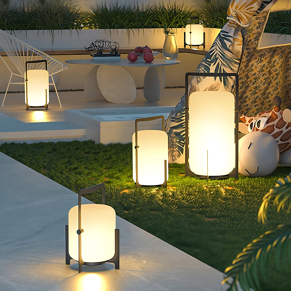Minimalist Cylinder Portable Floor Metal Outdoor Lamp