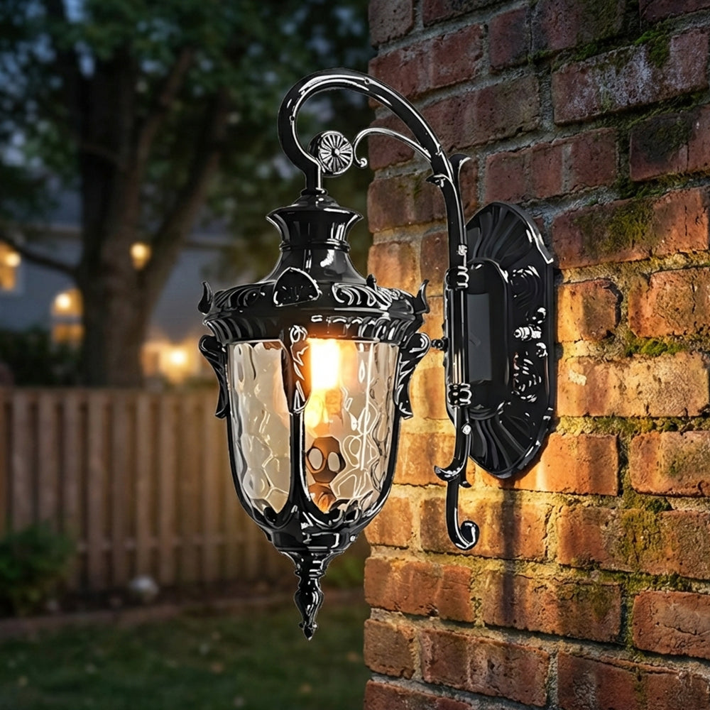 Classic European Corrugated Glass Outdoor Wall Lamp