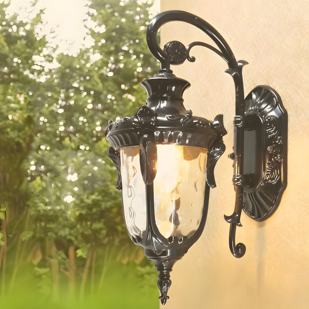 Classic European Corrugated Glass Outdoor Wall Lamp