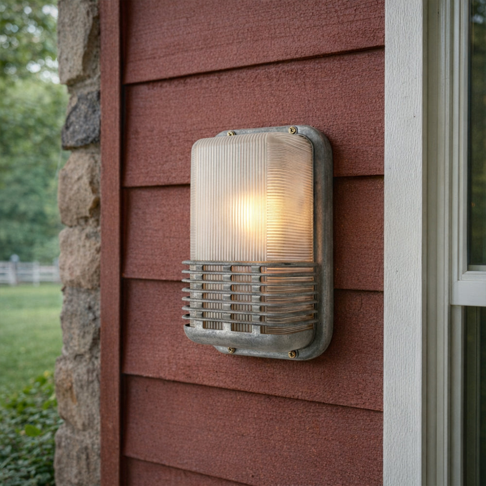 Industrial Vintage Silver Metal Outdoor Wall Lamp