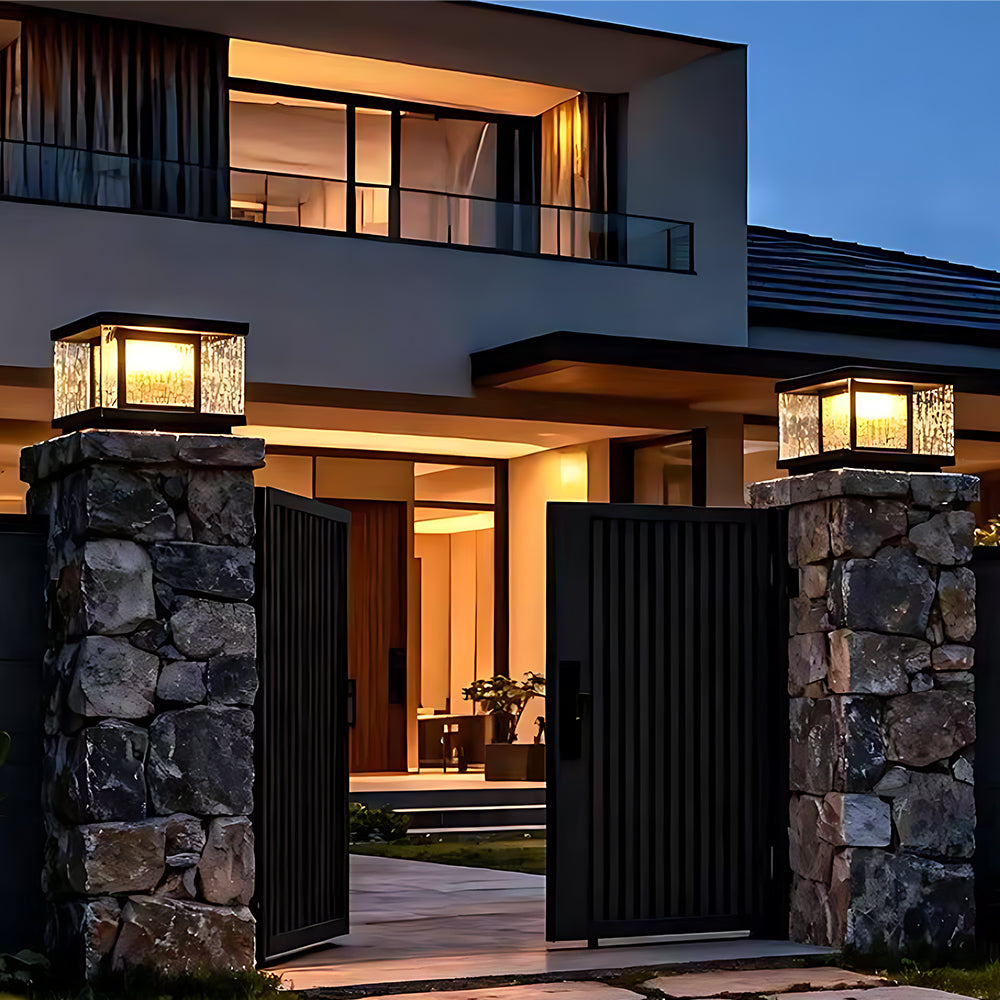 Minimalist Modern Square Waterproof Garden Glass Outdoor Light