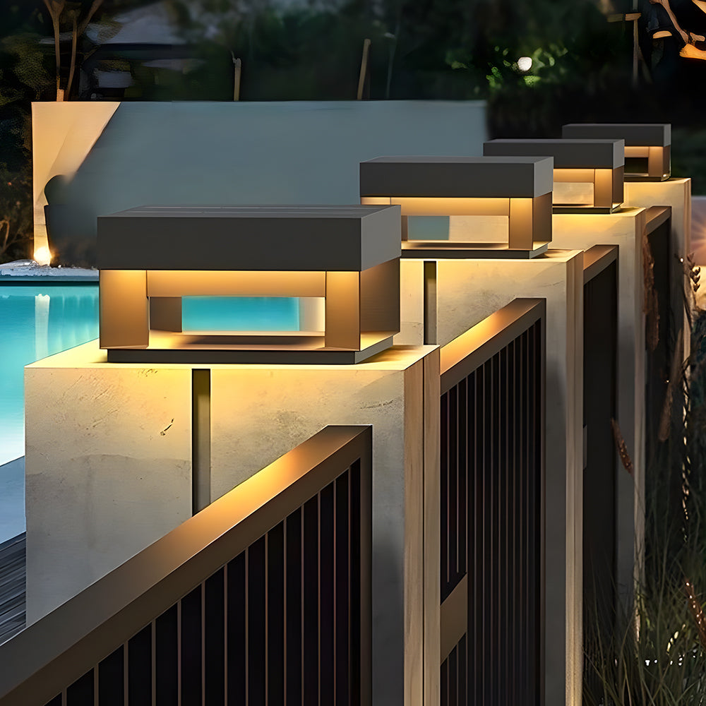 Minimalist Modern Hollow Square Stainless Steel Outdoor Light