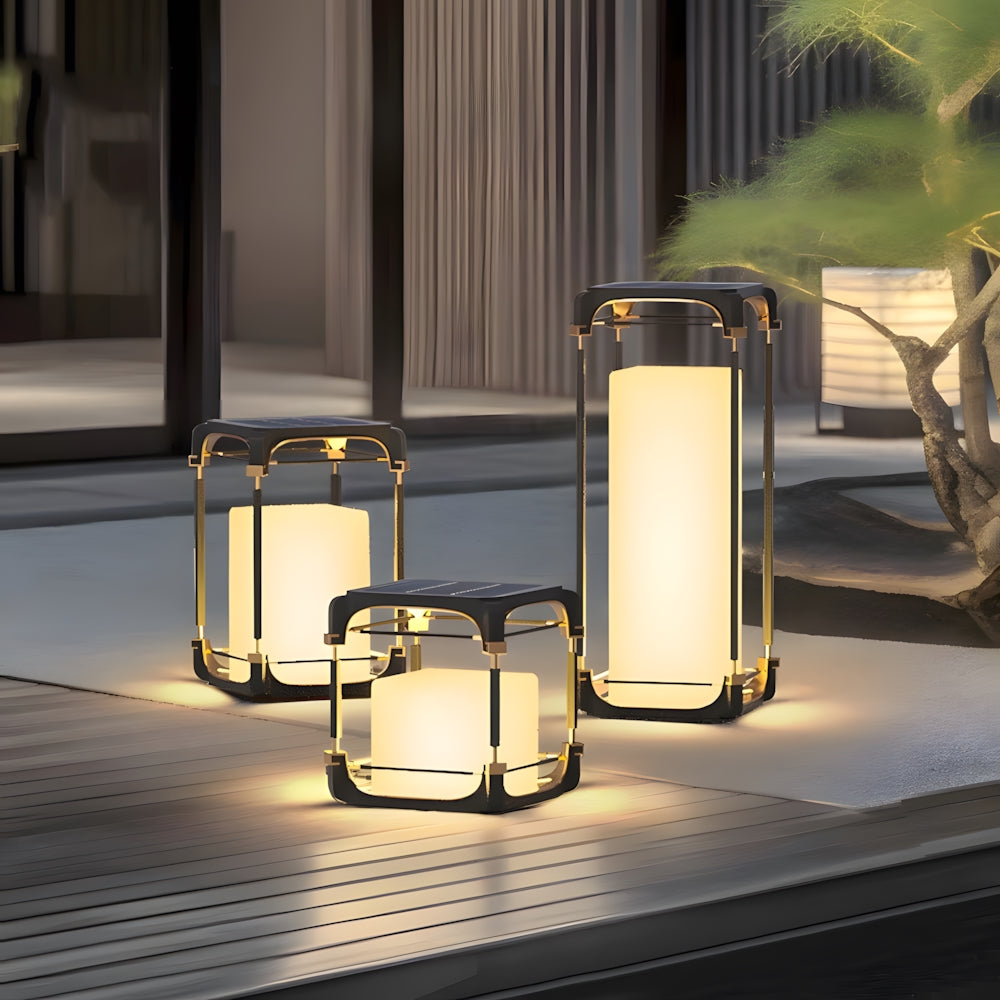 Simple Cube Black Stainless Steel LED Outdoor Light