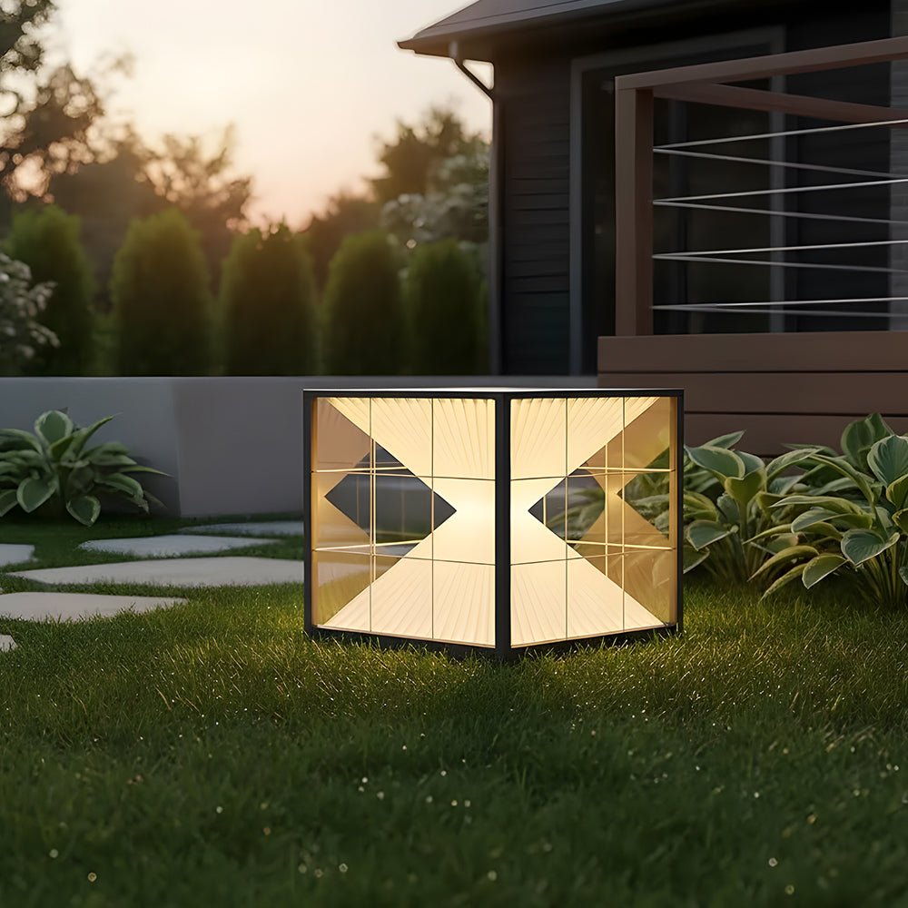 Minimalist Creative Hourglass-Shaped Black Stainless Steel Outdoor Light