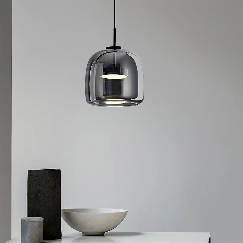 Simple Nordic Smoked Glass LED Kitchen Pendant Light