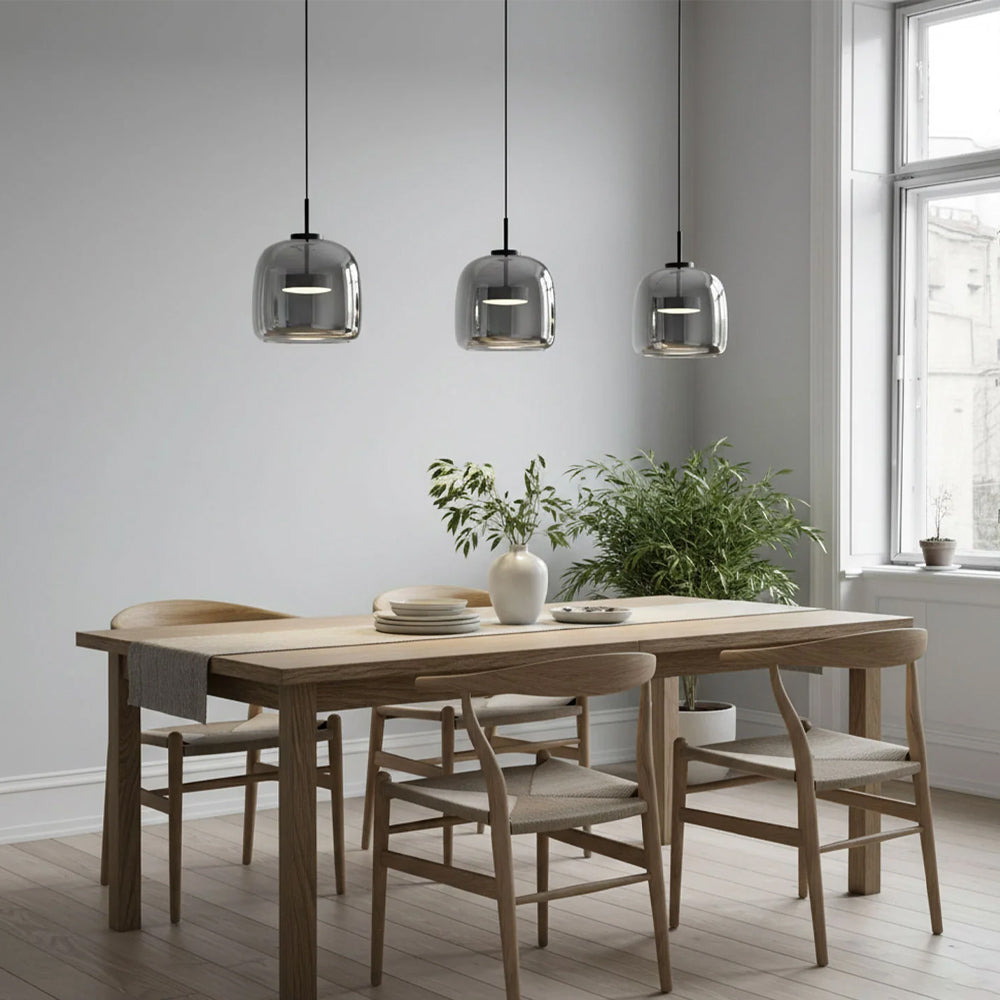 Simple Nordic Smoked Glass LED Kitchen Pendant Light