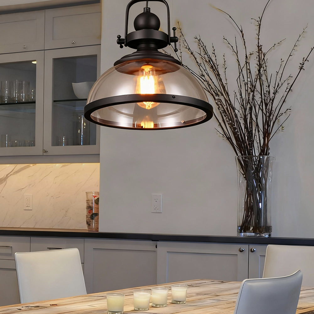 Mid-Century Retro Glass Iron Industrial Pendant Lights
