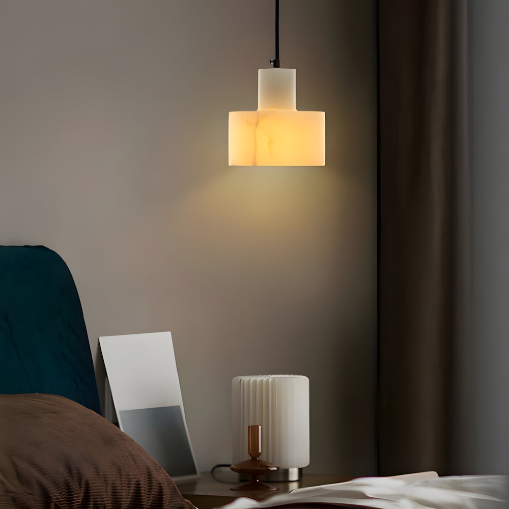 Simple Cylinder Alabaster  Pendant Light