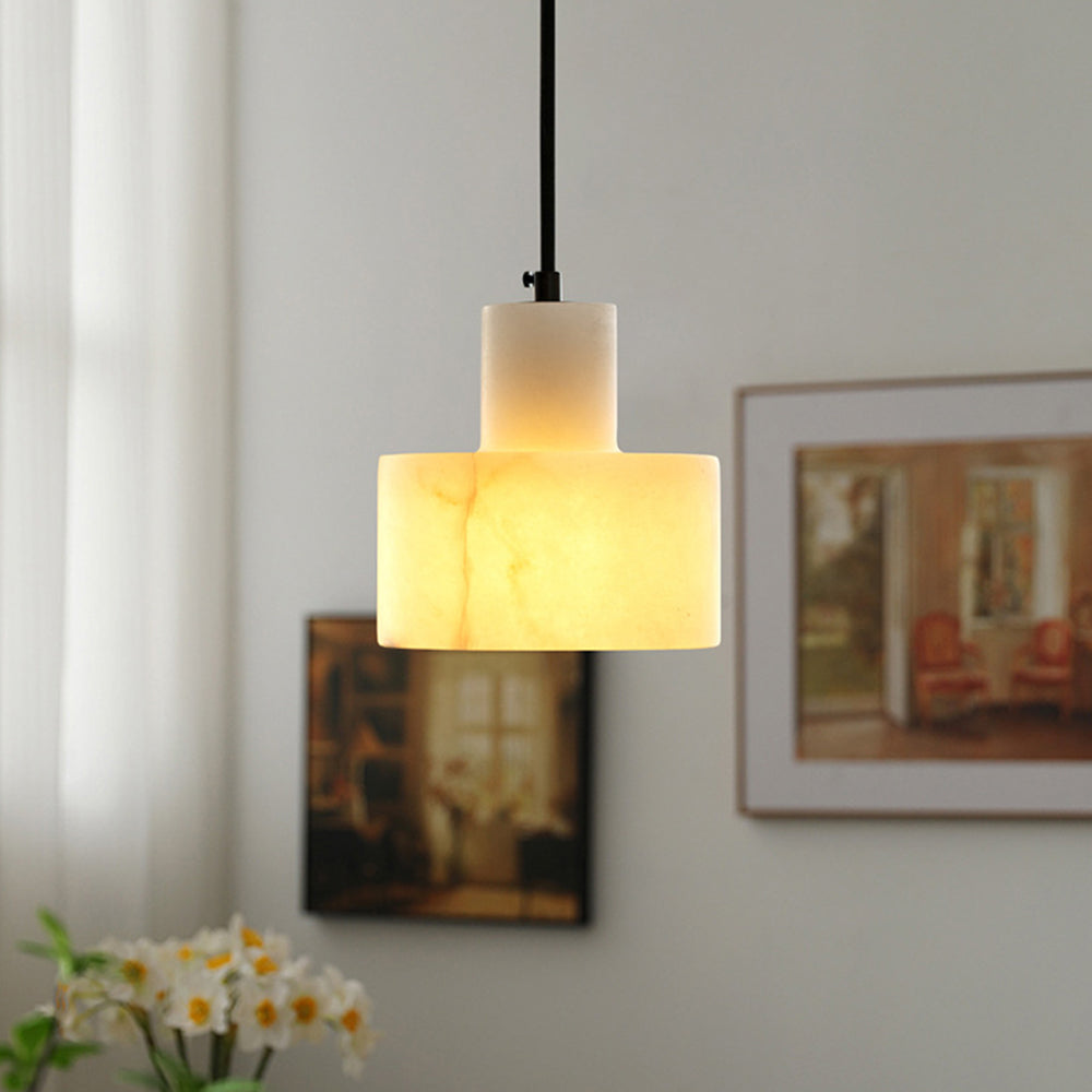 Simple Cylinder Alabaster  Pendant Light