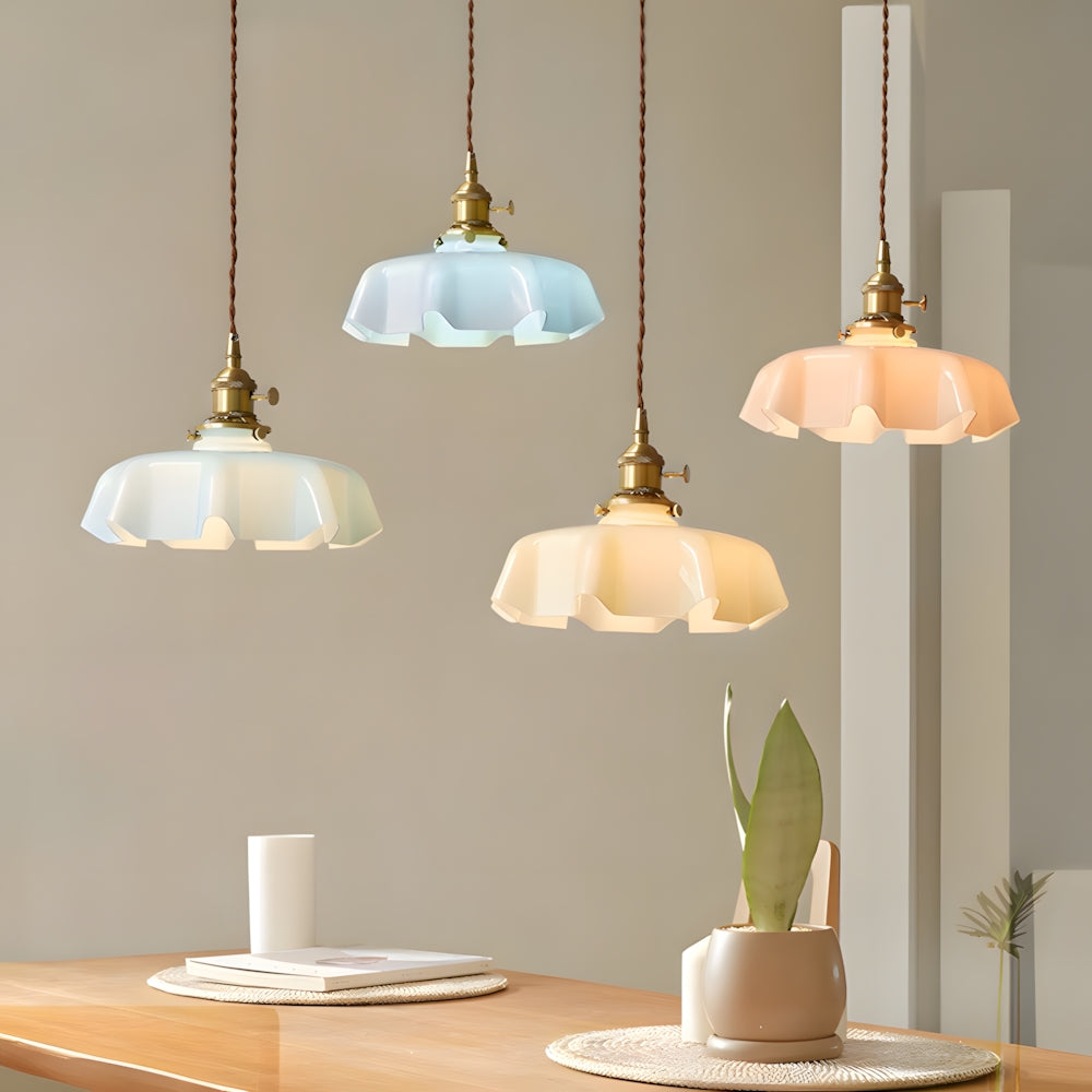 French Exquisite Floral Glass Pendant Light