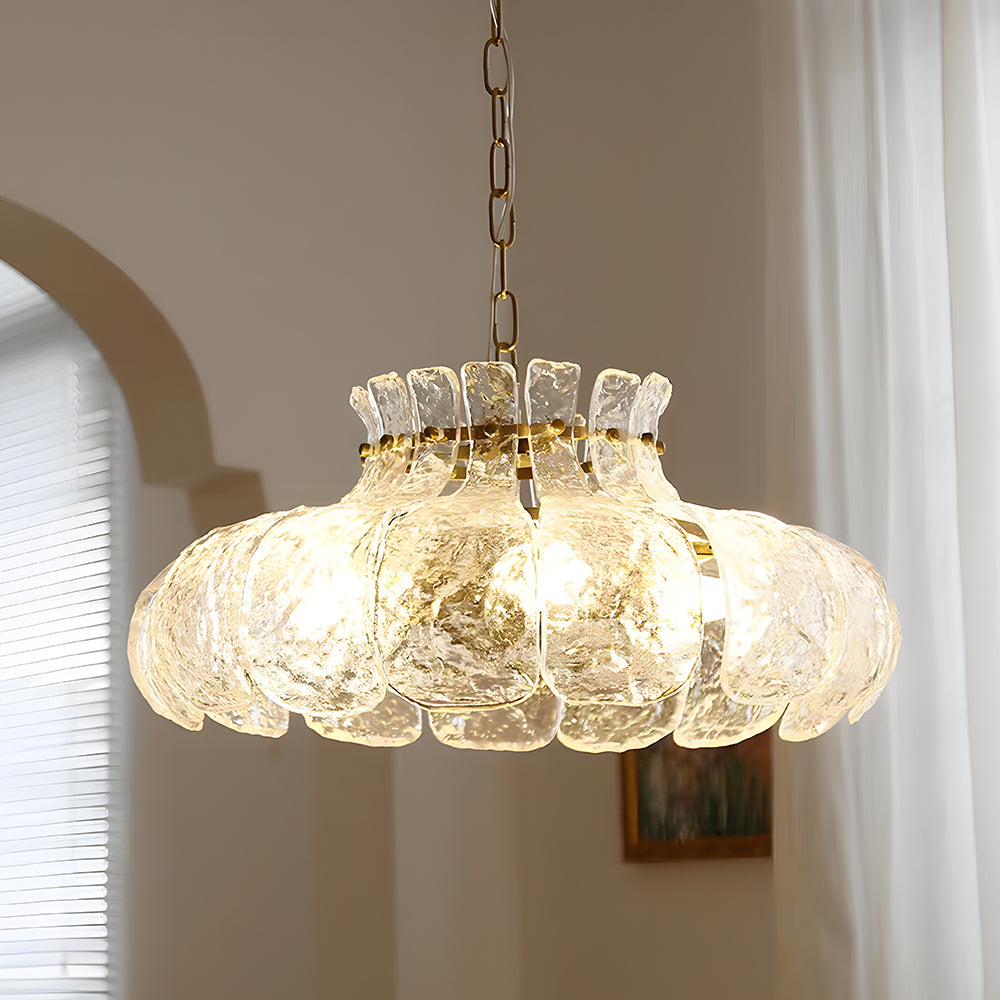 French Light Luxury Romantic Bud-Shaped Glass Pendant Light