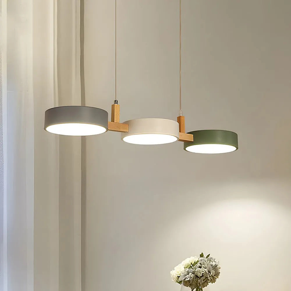 Macaron Color Three Heads Nordic Farmhouse LED Dining Room Pendant Light