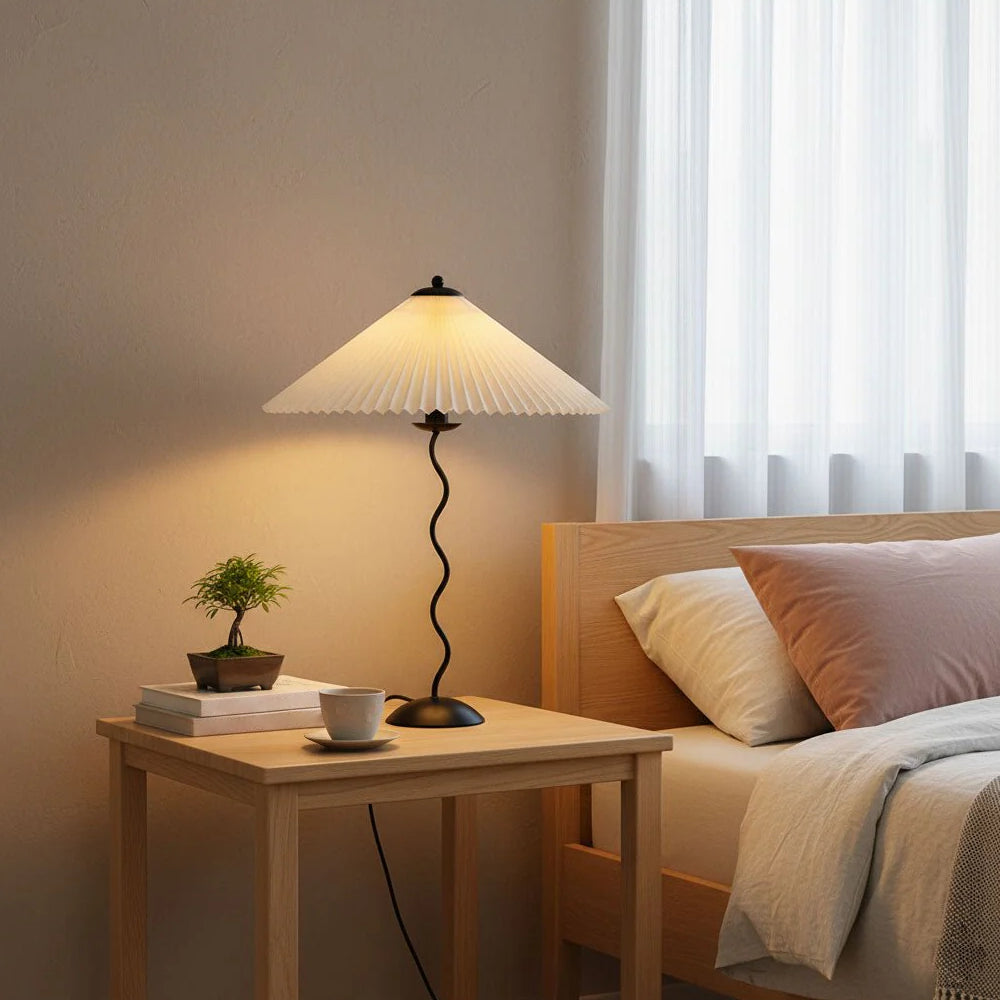 Nordic Style Origami Gold Brass Umbrella Pleated Table Lamp