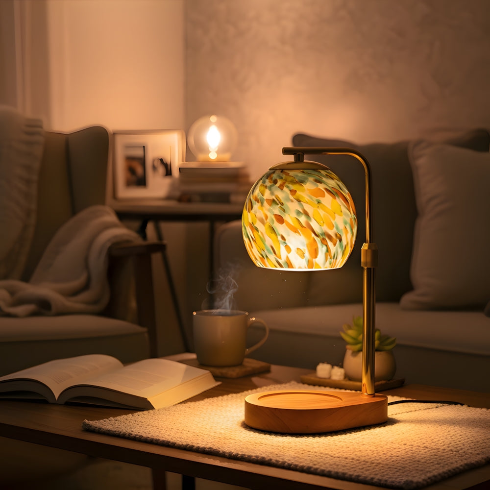 Vintage Exquisite Colorful Glass Tiffany Candle Warmer Table Lamp