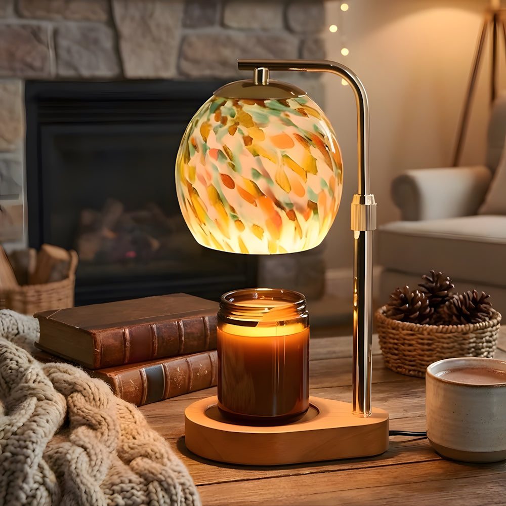 Vintage Exquisite Colorful Glass Tiffany Candle Warmer Table Lamp