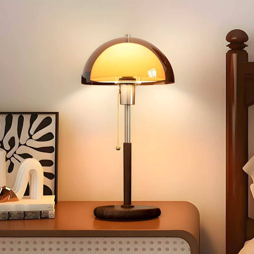 Retro Simple Dome-shaped Amber Glass Table Lamp