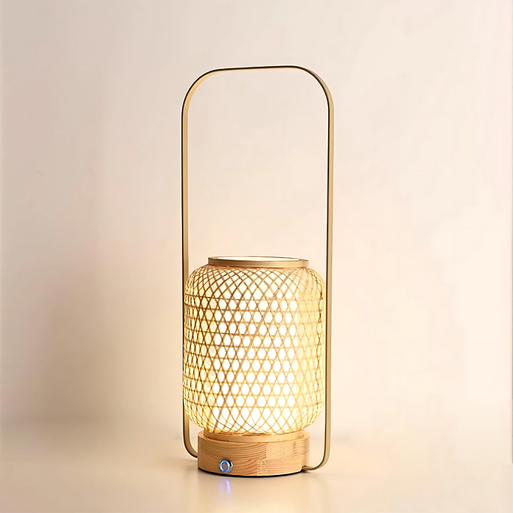 Natural Bamboo Lantern Portable Rechargeable Table Lamp