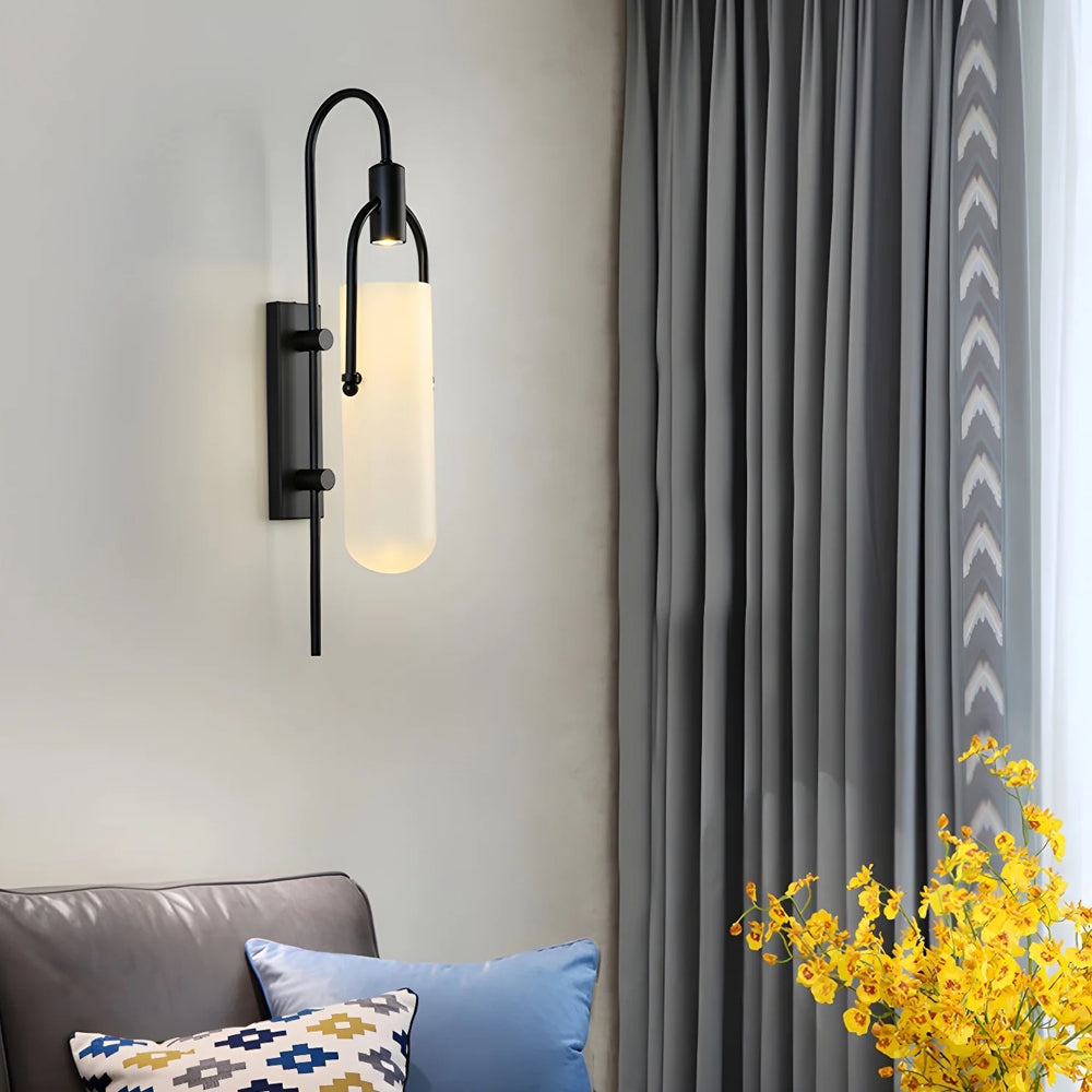 Modern Unique Arc Iron Ring Glass Wall Lamp
