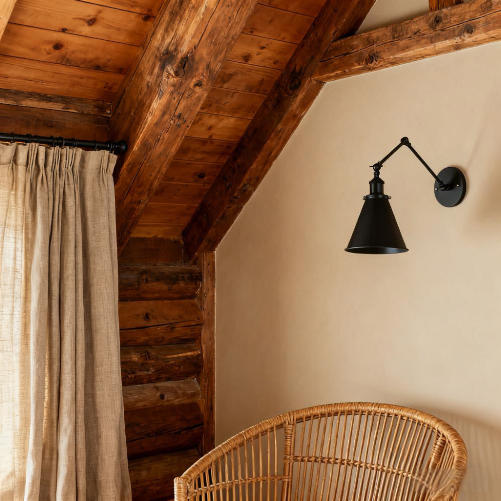 Farmhouse Style Foldable Extendable Cone lron Wall Lamp