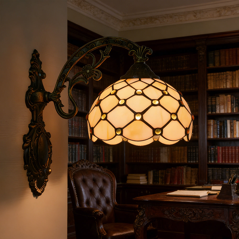 Creativity Delicate Tiffany Glass Bead Net Wall Light