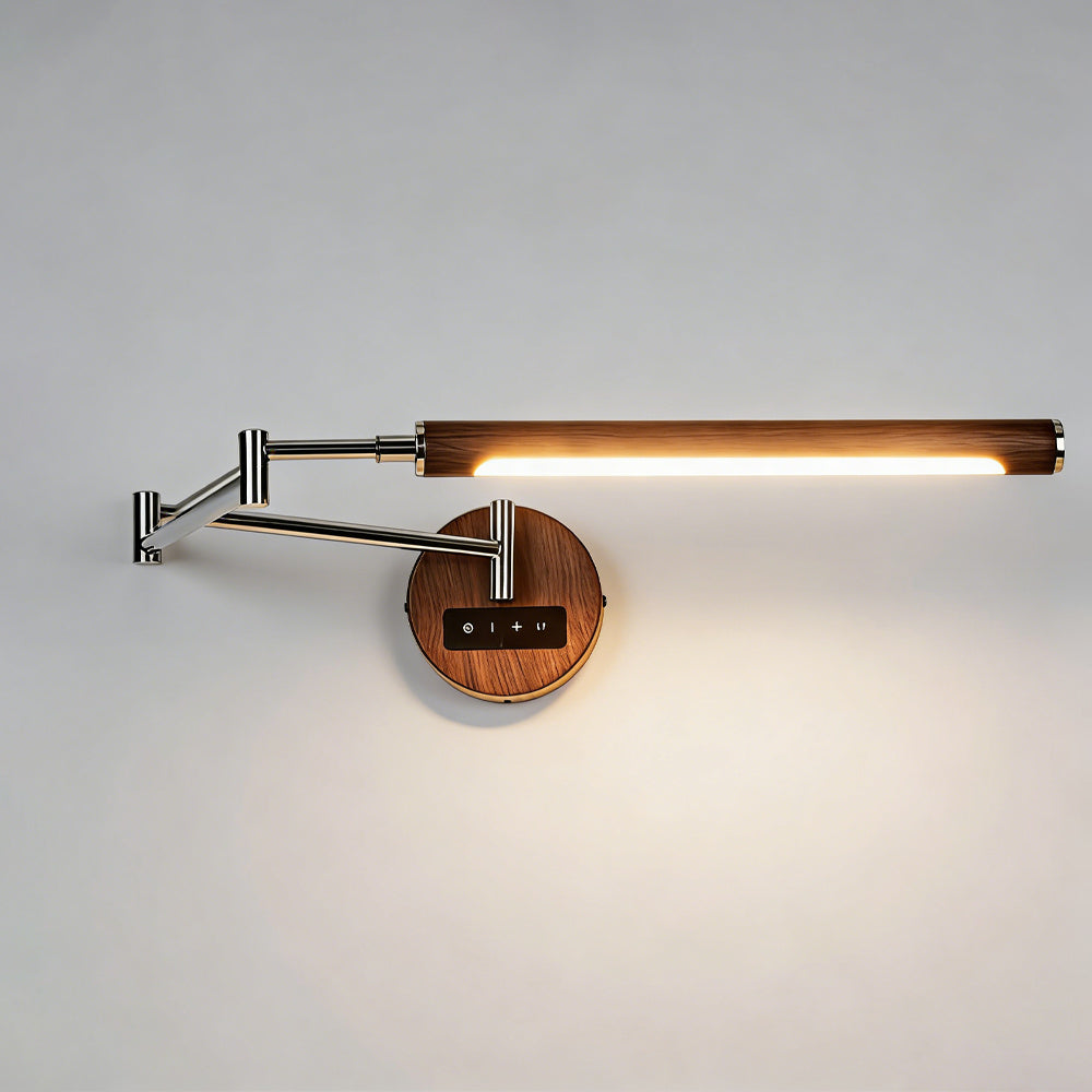 French Retro Industrial Adjustable Walnut Sconce Swing Arm Lamp