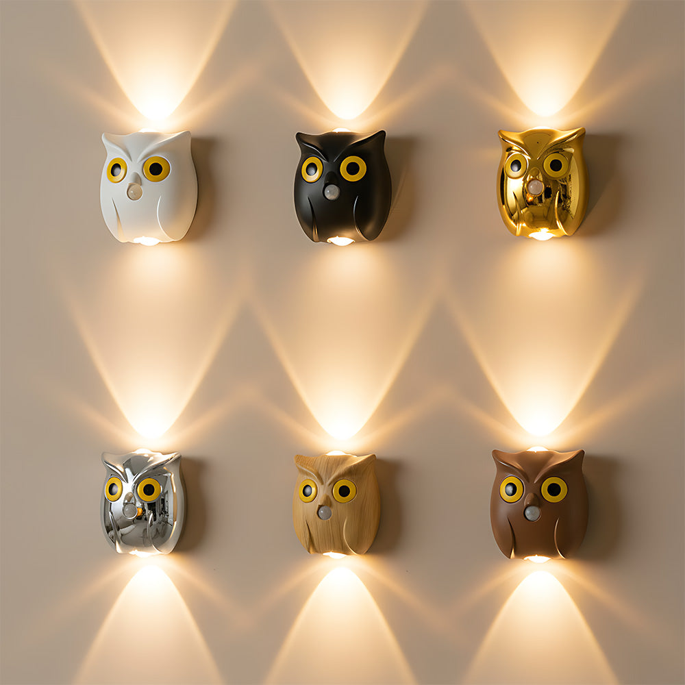 Cute Smart Motion Sensor PE Owl Wall Lamp