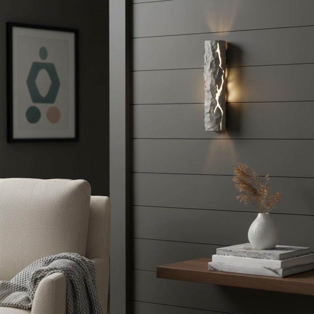 Rustic Stone Effect Resin LED Wall Light