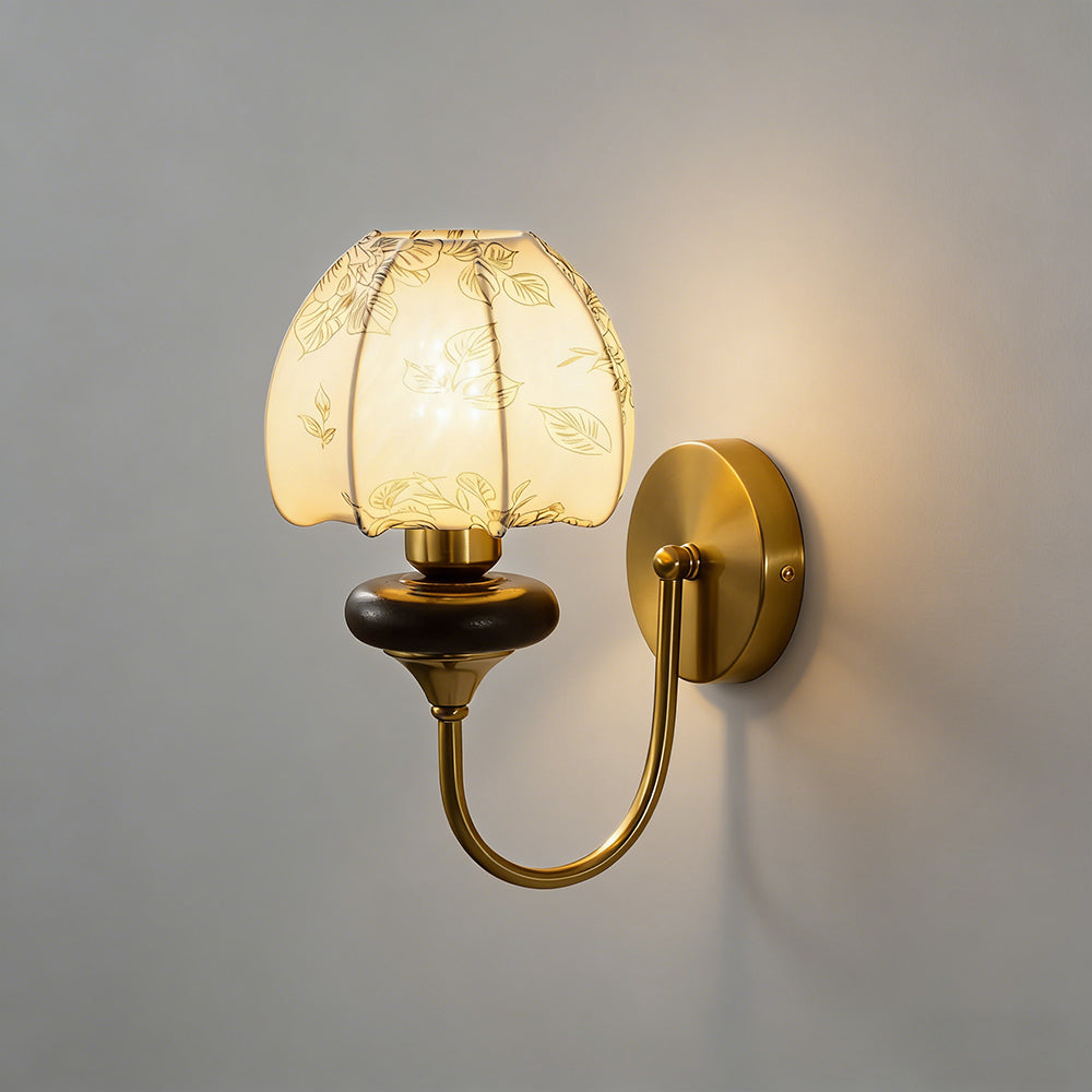 Classic Retro Floral Lantern Fabric Wall Light