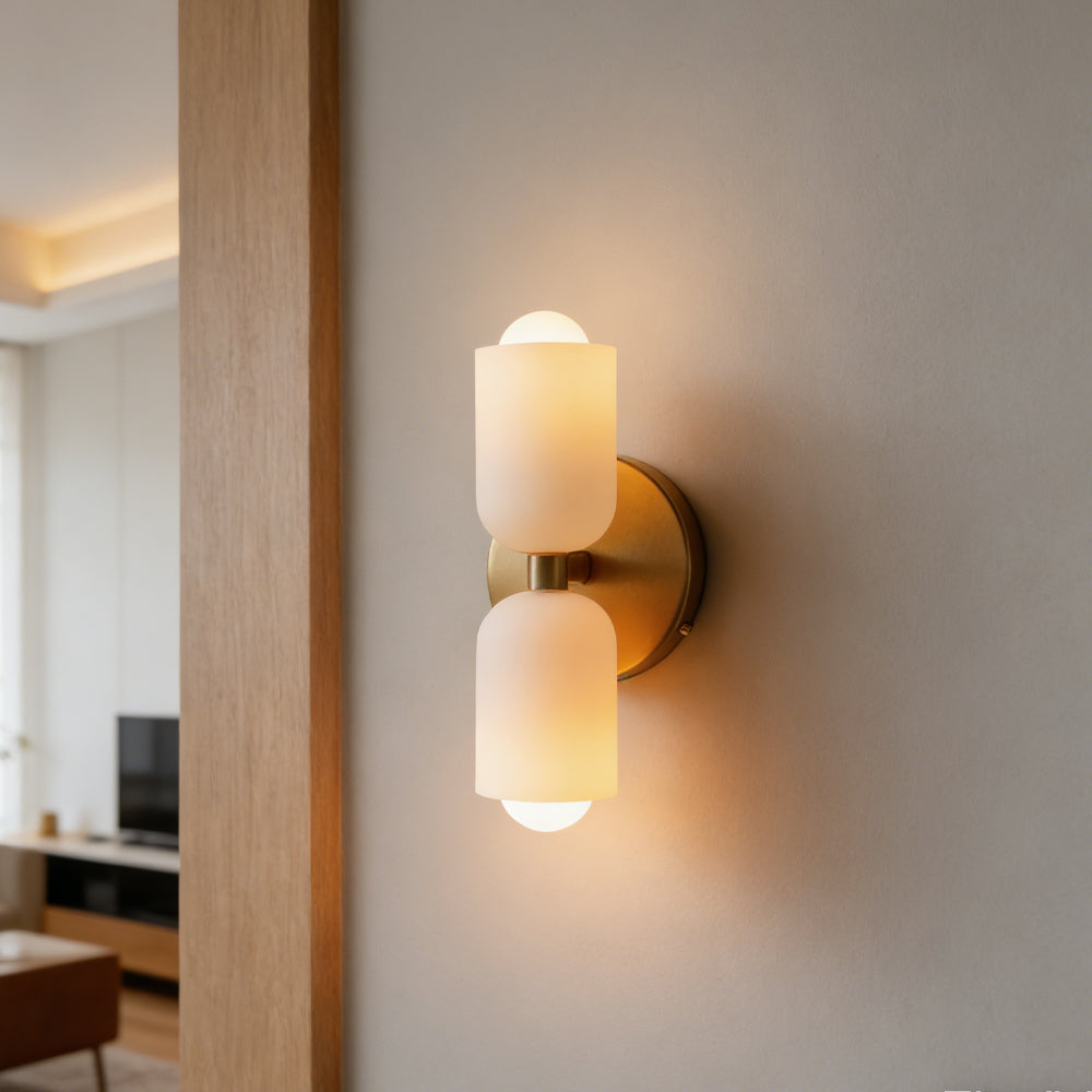 French Retro Glass Double Head LED Bedside Wall Sconce